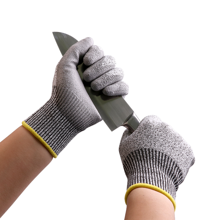 Cut resistant gloves palm coated with PU