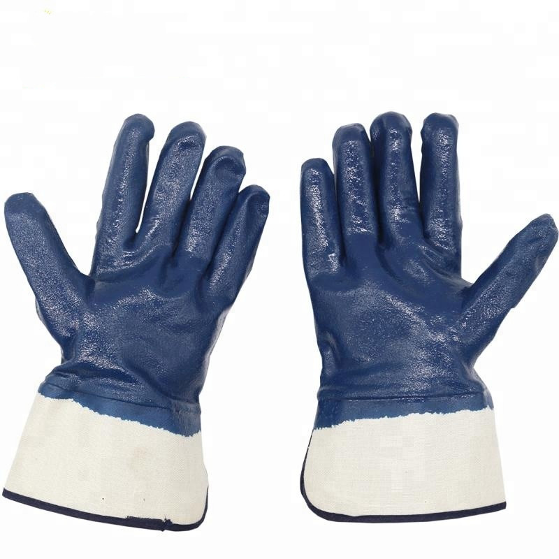 Jersey lining blue nitrile coating heavy duty work gloves