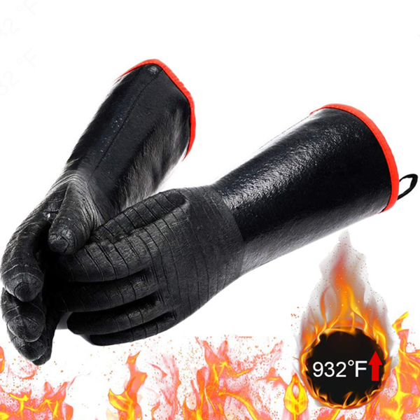 Silicone black neopren 500 degree heat resistant oven gloves 