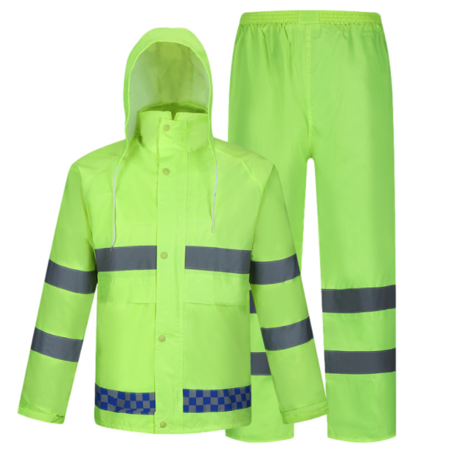 Two pieces water proof reflective raincoat