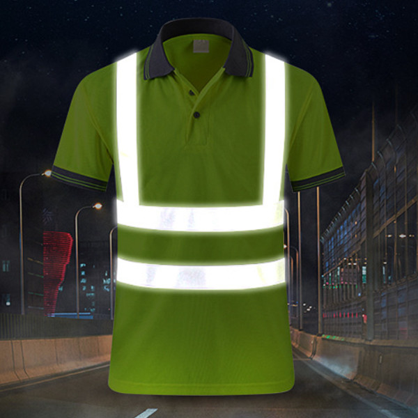 High visibility reflective T-shirt with collar 