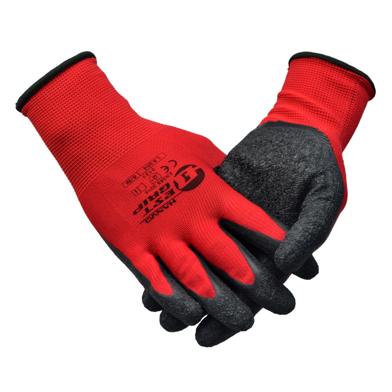 Polyester Work Gloves Palm Coated with Crinkled Latex