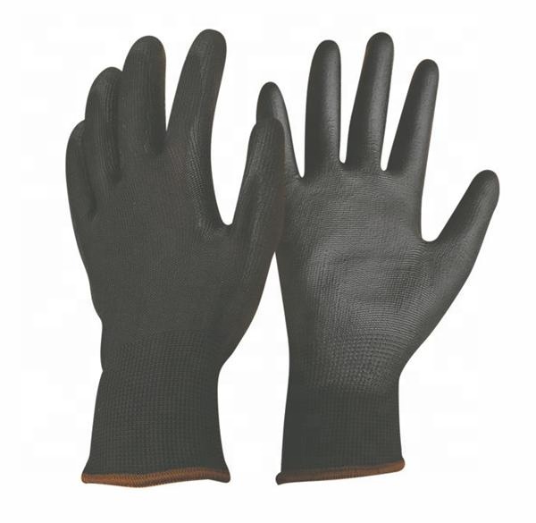 Polyester safety gloves palm coated with PU