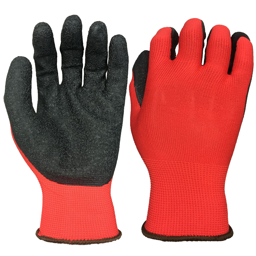 Polyester Work Gloves Palm Coated with Crinkled Latex