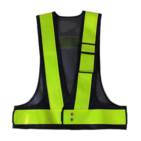 High visibility black color security reflective vest