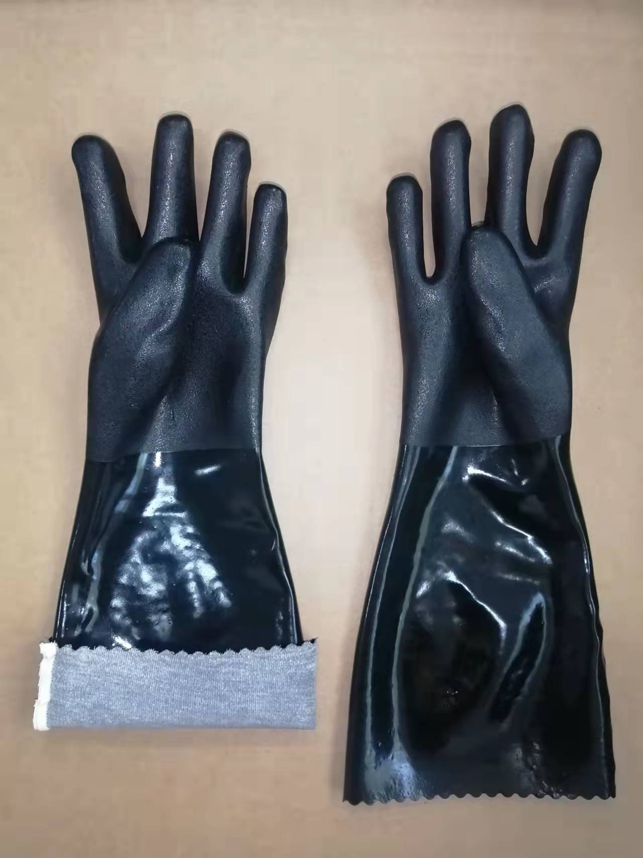 Chemical resistant PVC dipping industrial gloves