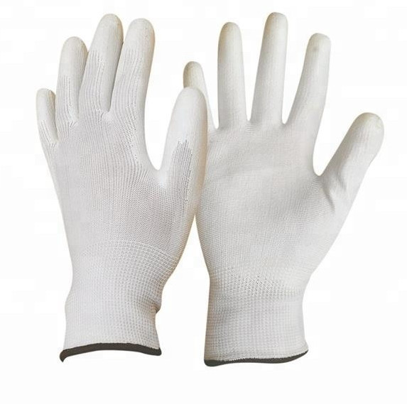 Polyester safety gloves palm coated with PU